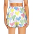 thumbnail image 4 of Vsdgher Hand Drawn Colored Hearts Print Women's Running Double Layer Shorts High Waisted with Pockets Elastic Yoga Workout Athletic Gym Sports, 4 of 8