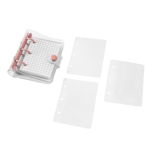 Mini Transparent 3Ring Couvertures de briques Mini PVC Couvercle avec la page interne de la grille 3 Conception d'anneau portable 18.5x10.5cm avec bouton Snap pour notes Bureau de l'école