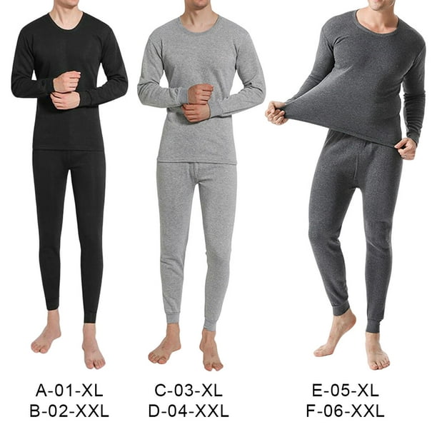 Winter Long Johns Thermal Underwear Self-heating Plush Warm Clothing  Long-sleeve T-shirts Breathable Skin Friendly Trousers Drak Gray XL 
