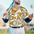 thumbnail image 5 of Hirioo Giraffes Head for Men's Baseball T-shirt Shirts Short Sleeve Casual Summer Button Stretch T Shirts,Size S-4XL-Small, 5 of 7