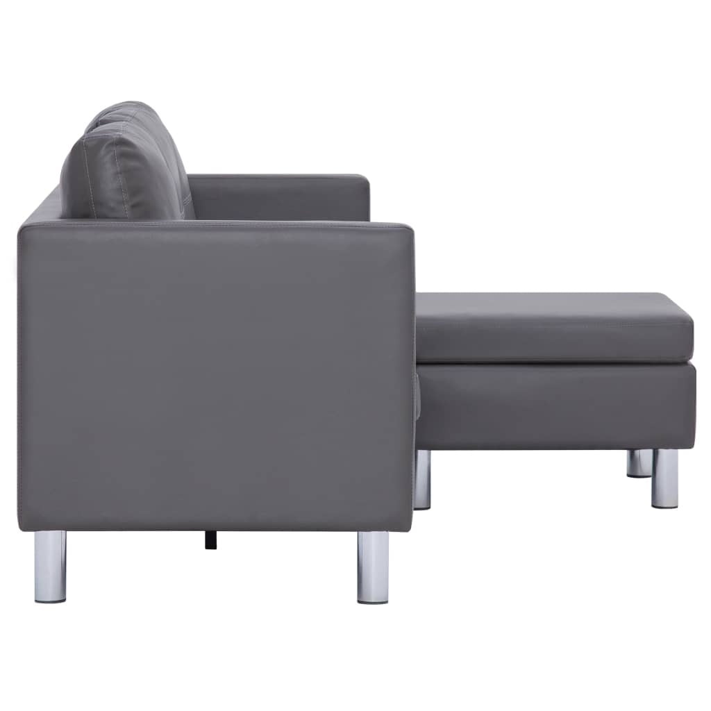 Lowestbest 3-Seater Sectional Sofa, Faux Leather L-Shaped Couch with Cushions for Small Space Lowestbest 3-Seater Sectional Sofa, Faux Leather L-Shaped Couch with Cushions for Small Space