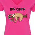 thumbnail image 4 of Inktastic Nap Champ Cute Sleeping Sloth Women's V-Neck T-Shirt, 4 of 5