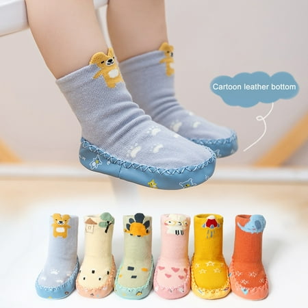 

Yesbay 2 Pair Toddler Socks Skin-friendly Wear Resistant Cotton Soft Cartoon Animal Baby Socks for Home