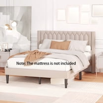 Auranook Queen Size Bed Frame Dutch Velvet Upholstered Platform Bed w/Wingback Headboard