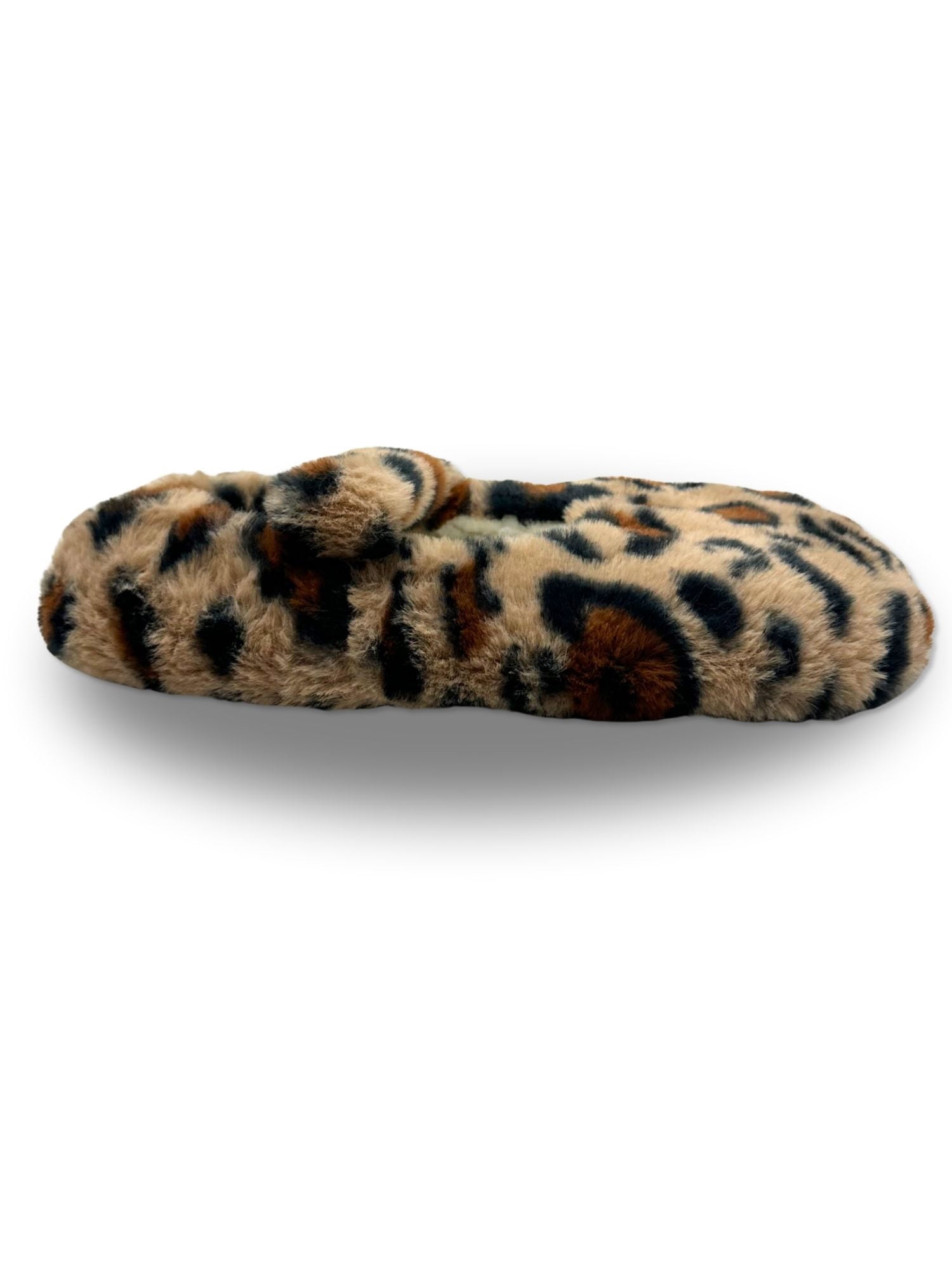 Fuzzy Babba Women's Faux Fur Leopard Mary Jane Slipper Socks, 1-Pack, Shoe Sizes 7-9.5