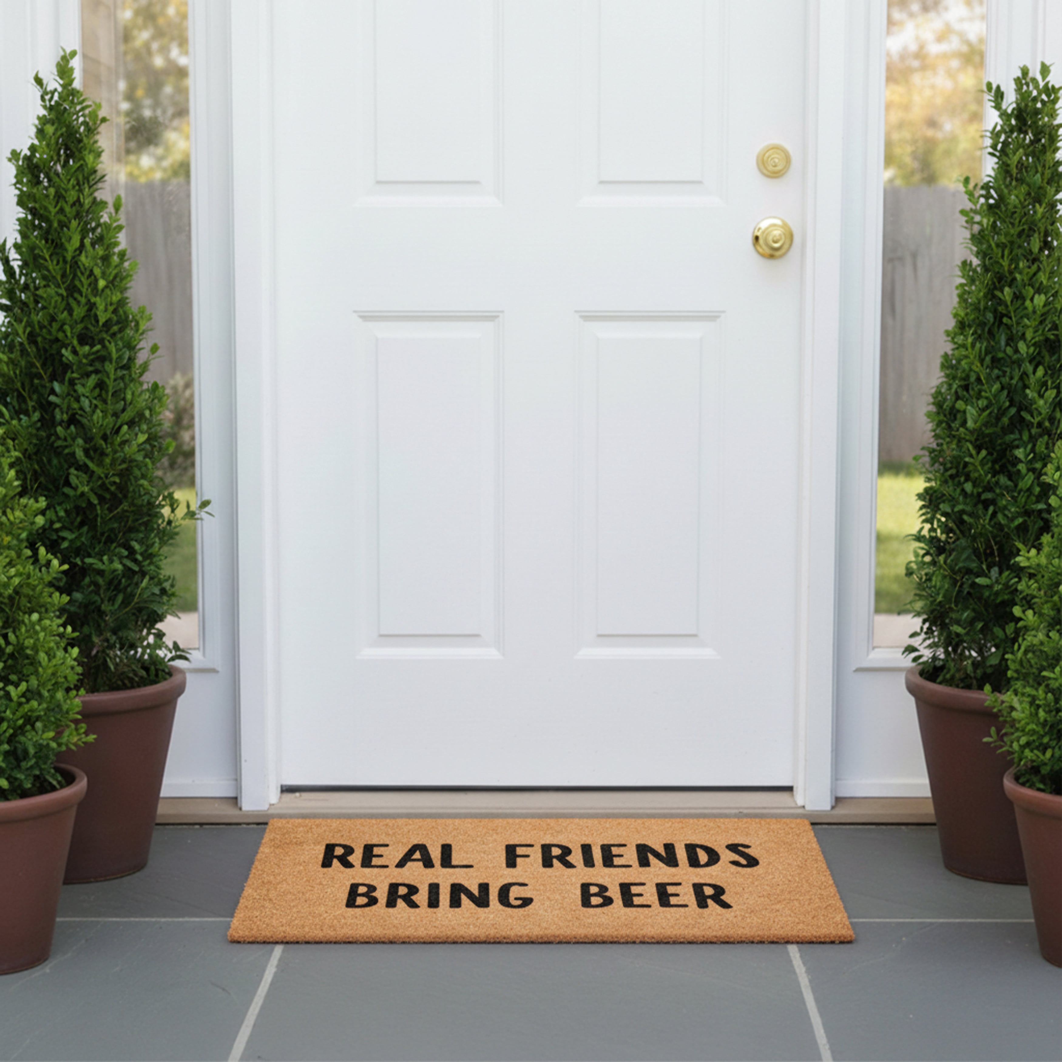 Calloway Mills 117832436 Real Friends Bring Beer Doormat, 24" x 36"