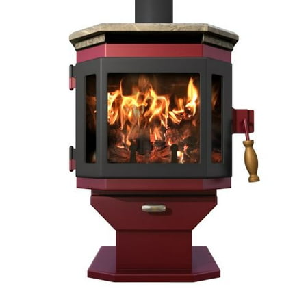 Mojave Red Catalyst Wood Stove with Satin Black Door and Soapstone