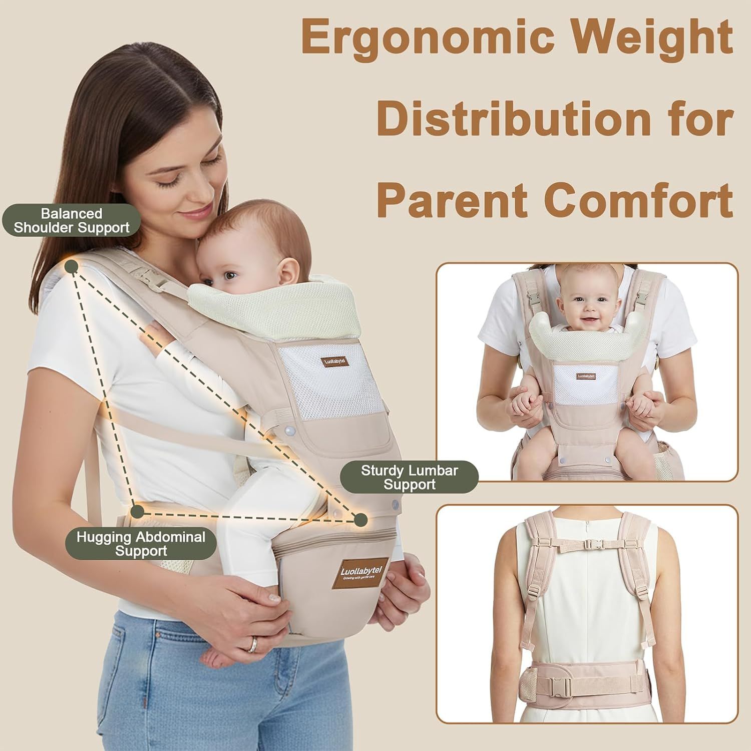 AsterOutdoor Baby Carrier with Hip Seat, 6-in-1, Newborn to Toddler photo 5