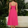 thumbnail image 7 of Spaghetti Strap Flowy A-Line Midi Dress Women's Ruched Bust Tie Front Solid Color Dress Lightweight and Versatile for Spring and Summer, 7 of 7