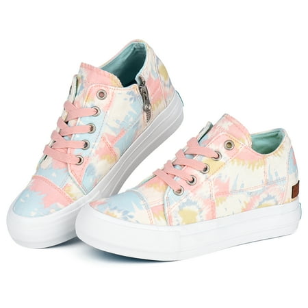 JENN ARDOR Womens Canvas Shoes Lace up Sneakers Fashion Casual Walking Shoe Zipper Decor