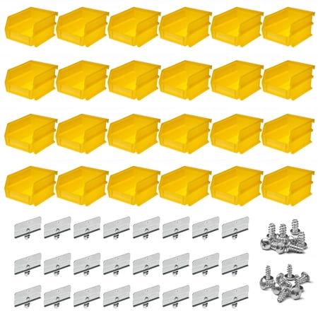 Triton Products® LocBin 5-3/8"L x 4-1/8"W x 3"H Yellow Polypropylene Hanging Bin & BinClip Kits, 24ct