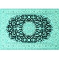 thumbnail image 1 of Ahgly Company Indoor Rectangle Medallion Turquoise Blue Traditional Area Rugs, 2' x 5', 1 of 4