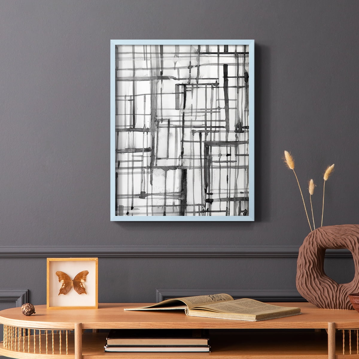Line Meditation II in Blue Solid Wood 8 x 10 Framed Print
