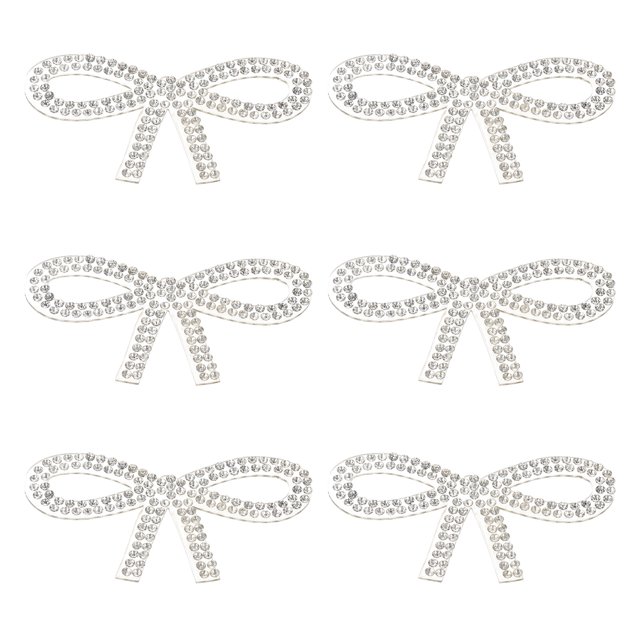Calcomanías de Lazo de Rhinestone Uxcell, 6 Piezas de Calcomanías Brillantes en Forma de Lazo Autoadhesivas para Decoraciones de Botellas de Agua, Tazas, Tono Plateado