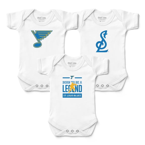 Newborn & Infant Chad & Jake White St. Louis Blues Three-Piece Bodysuit Set