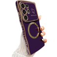 thumbnail image 1 of Zonrw Para Samsung Galaxy S25 Ultra Funda Magnética Para Mujeres Niñas Suave Lindo Marco De Onda Forma Rizada Amor Corazón Chapado De Lujo Funda Para Teléfono Compatible Con Magsafe A Prueba De Golpes, 1 of 5