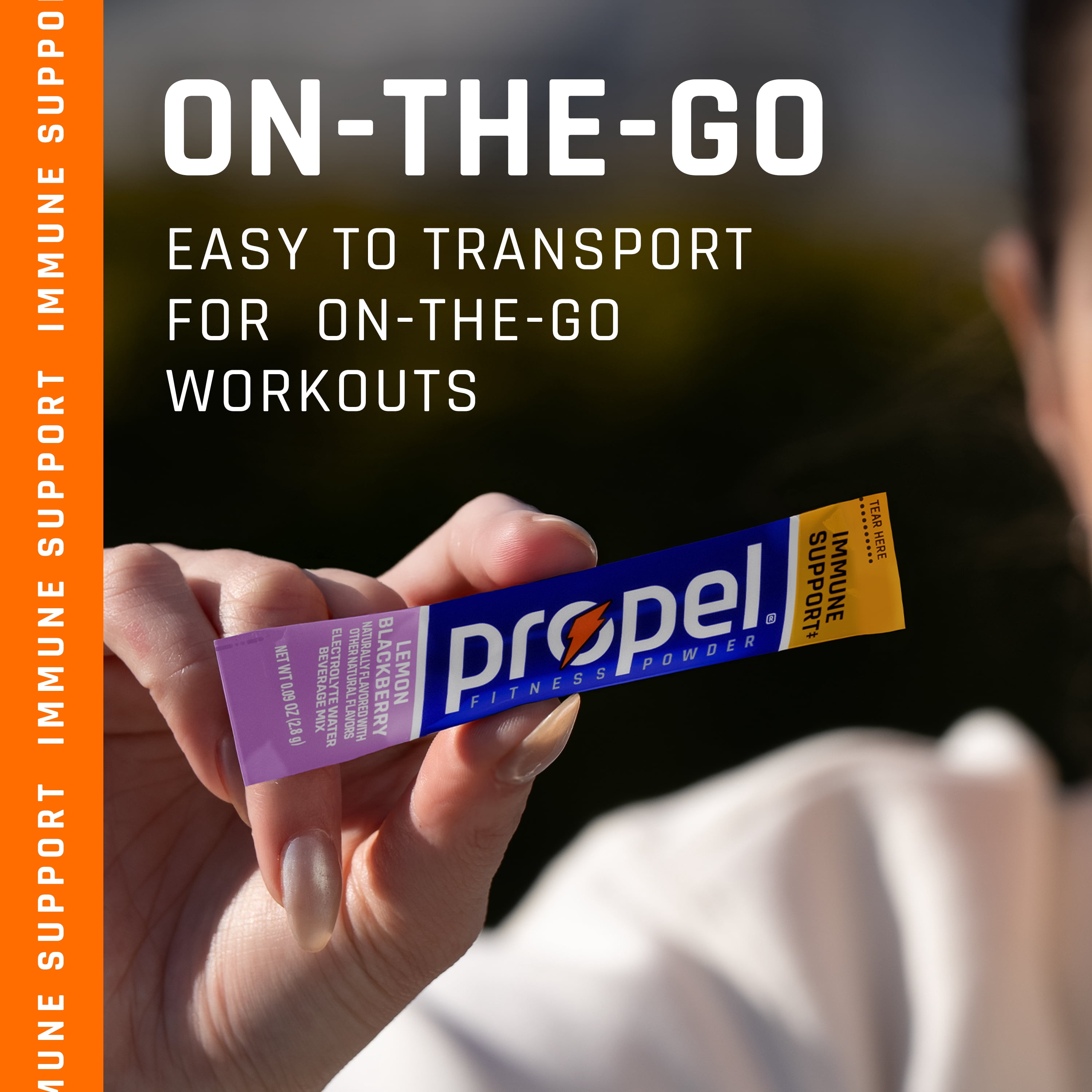(12 pack) Propel Immune Support Electrolyte Lemon Blackberry, Powered Energy Drink Mix Powder, 0.9 oz, 10 Count Packets