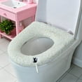 thumbnail image 4 of Kadlawus Under $5 ! Floral Faux Fur Toilet Seat Cushion Plush Fabric Handles for Easy Removal Machine Washable Soft Comfort Fit Standard Elongated Seats, 4 of 5