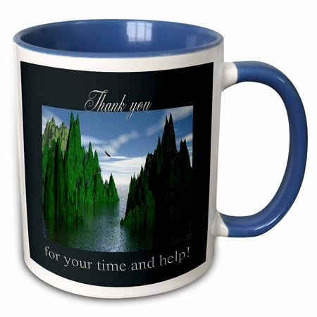 3dRose Thank you for your time and help, Bald Eagle Flying - Two Tone Blue Mug,