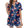 thumbnail image 2 of Women's Independence Day Print V Neck Button Pocket Short Sleeve Shorts Pajama Set, 2 of 2