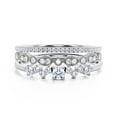 thumbnail image 1 of Bespoke ZigZag Style 1.60 Carat Round Cut Diamond Moissanite Engagement Ring, Dainty Ring, Slim Ring, Wedding Ring in 10k Solid White Gold, Promise Ring, Trio Set, Matching Band, 1 of 4