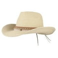 thumbnail image 5 of Prolriy Cowboy Hat Belt Cap Wide Riding Hat Western Men Leather Brim Hat Cowboy Women Retro Baseball Caps Cowgirl Hat Beige, 5 of 5