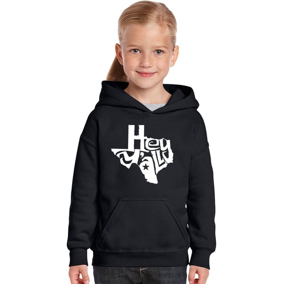 LA Pop Art Girl's Word Art Hooded Sweatshirt - Hey Yall