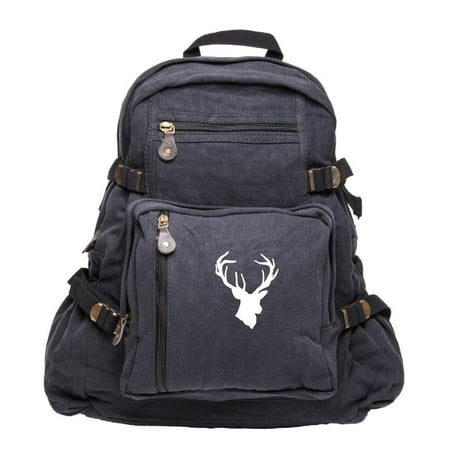 Hunting Deer Buck Antlers Army Sport Heavyweight Canvas Backpack (Best Bow Hunting Backpack)