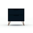 thumbnail image 2 of 21" Farmhouse Nightstand, Wooden Storage Nightstands with 2 Drawers and Gold Legs, Side Bed Table for Bedroom, Living Room, Dark Blue, 2 of 6