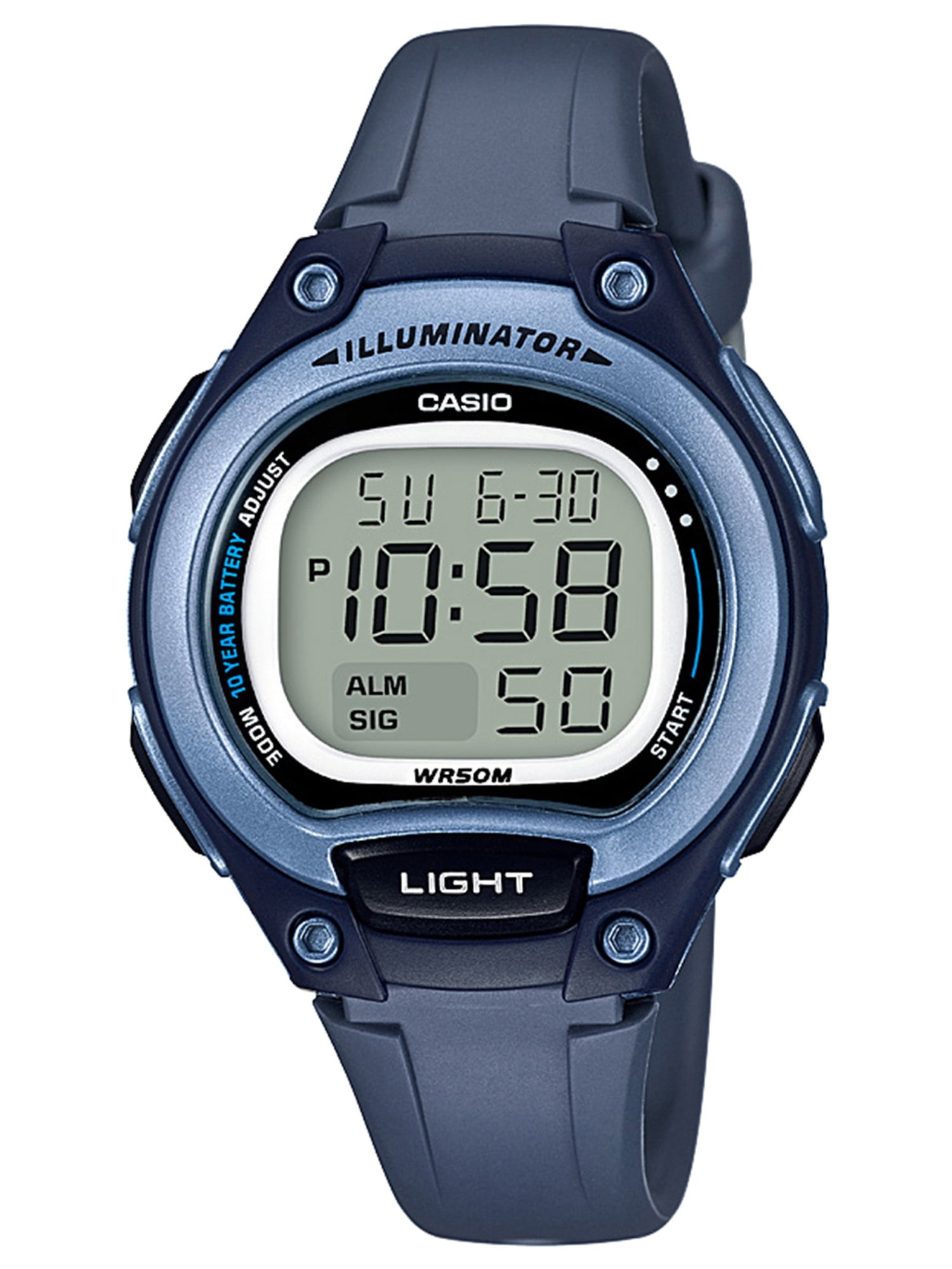 light blue digital watch
