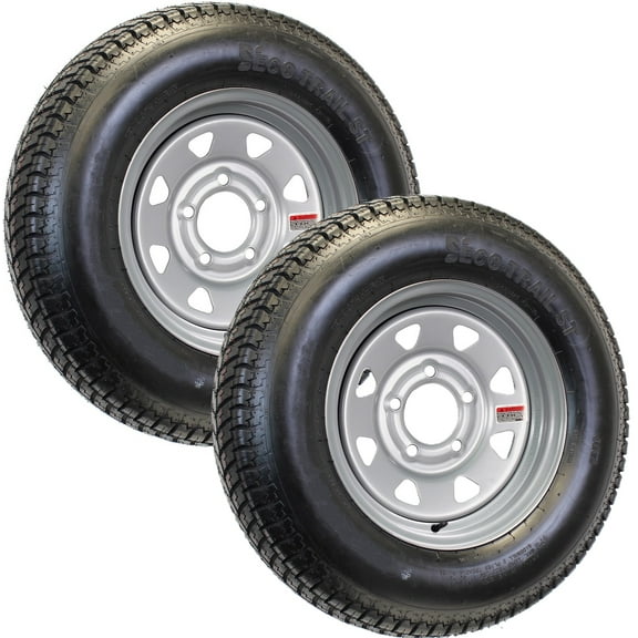 eCustomrim 2-Pack Bias Ply Trailer Tire Rim ST215/75D14 Load C 5-4.5 Silver Spoke Wheel