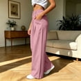 thumbnail image 4 of ZHYou No Boundarie Womens Baggy Fit Pant Low Rise Pleated Cargo Oversized Wide Leg Business Dress Casual Trousers with Pockets,Pink,Size S, 4 of 7