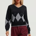 thumbnail image 7 of ITSAME Sweaters for Womens, Geometric Knitted V Neck Loose Lightweigh Trendy Casual Sweater Black M, 7 of 7