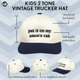 thumbnail image 4 of Funky Junque Kids Trucker Hat Baseball Cap - Two Tone Vintage Baby Baseball Cap, Infant Baseball Hat, Toddler Snapback Hat - Put It on My Nana's Tab - Navy/Beige, 4 of 4