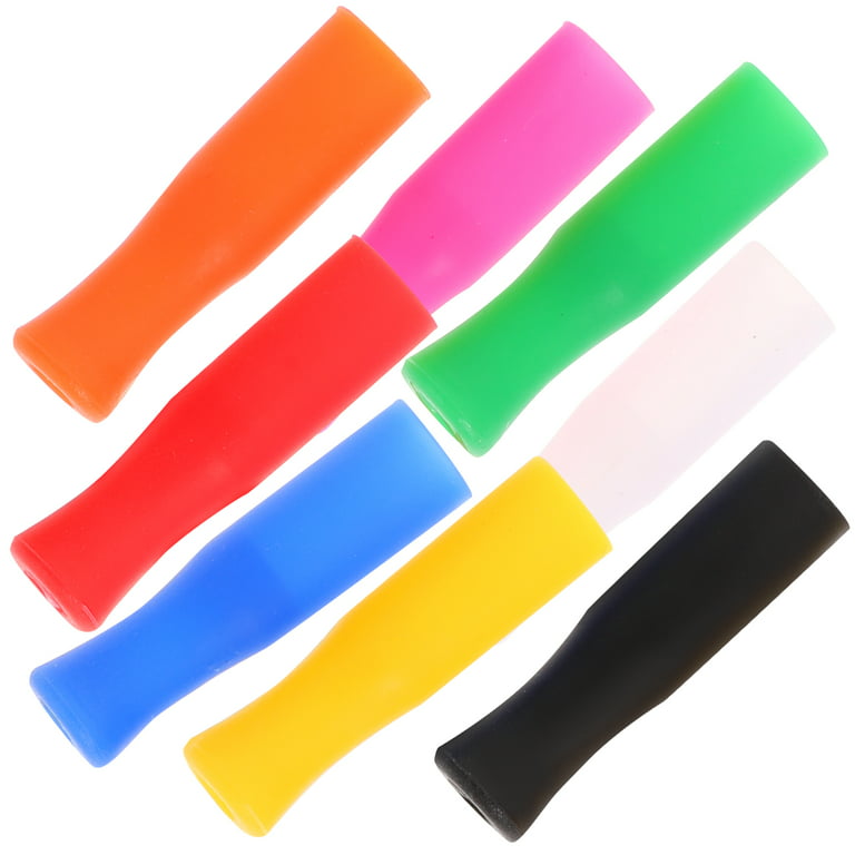 Nuolux 8pcs Silicone Straw Tips Multicolored Food Grade Tips Covers for Stainless Steel Drinking Straws (Red, Yellow, Rosy, Blue, Transparent, Black