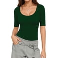 thumbnail image 2 of MOYIKO Womens Half Sleeve Scoop Neck Slim Fitted T Shirts Casual Basic Tees Summer Tops Clothes, 2 of 7