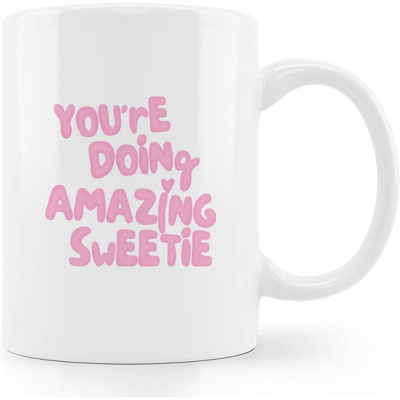 Preppy Coffee Mug,Affirmation Coffee Mug,You're Doing Amazing Sweetie Mug, Motivational Affirmations Gifts For Women Teen Girls,Encouragement Coffee Mugs 11oz
