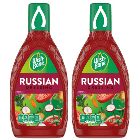 Wish-Bone Russian Salad Dressing, 15 fl oz - Pack of 2, Includes V2U Utensil Set