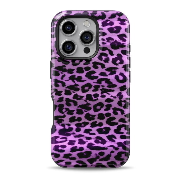 DesignSkinz Scratch-Resistant Hard Slim Case Compatible with iPhone 16 (Compatible with MagSafe) - Vivid Purple Leopard Print
