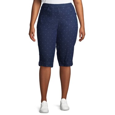 just my size women's plus size french terry pocket capri