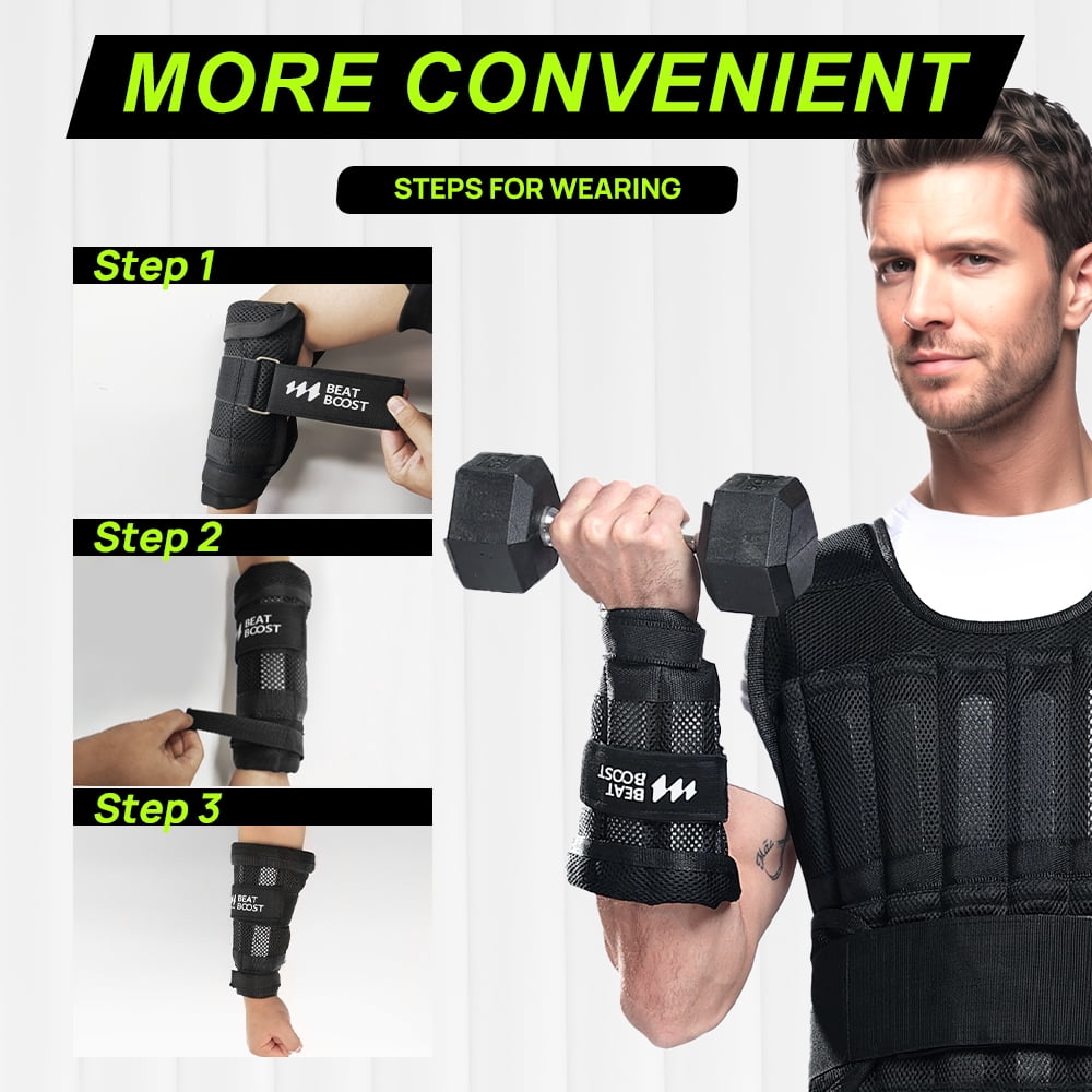 BeatBoost  Ankle Wrist Weights 20lb Adjustable Leg Arm Weights for Men Walking Pilates Exercise Workout Gym Aerobics