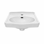 Whitehaus 15 Rectangular Wall Mount Basin with Integrated Oval Bowl, Low-Rise Backsplash, Single Faucet Drilling and Overflow