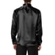 thumbnail image 3 of Camisas de vestir de manga larga de satén para hombre con cuello en V y ajuste slim, botón, color negro, 3 of 6