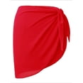 thumbnail image 2 of Spencer Women's Short Sarong Beach Wrap Sheer Bikini Swimsuit Cover Ups Chiffon Wrap Skirt for Swimwear (Red), 2 of 4