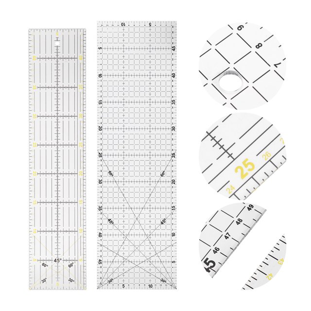 Fyydes 2 Pcs Règle de Quilting Multi-Fonction Couture Dessin Ébauche Artisanat Échelle Outil de Mesure, Règles de Mesure, Règle de Dessin
