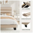 thumbnail image 6 of Amolife Twin Bed Frame, Platform Bed Frame with Fabric Upholstered Slat Headboard, Beige, 6 of 7