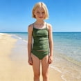 thumbnail image 2 of Tween Girls Swimsuit Summer Solid Color Tankini Two Piece with Contrast Binding Trim for Swimming Beach Set Bathing Suit Swimwear Swimsuits, 2 of 5