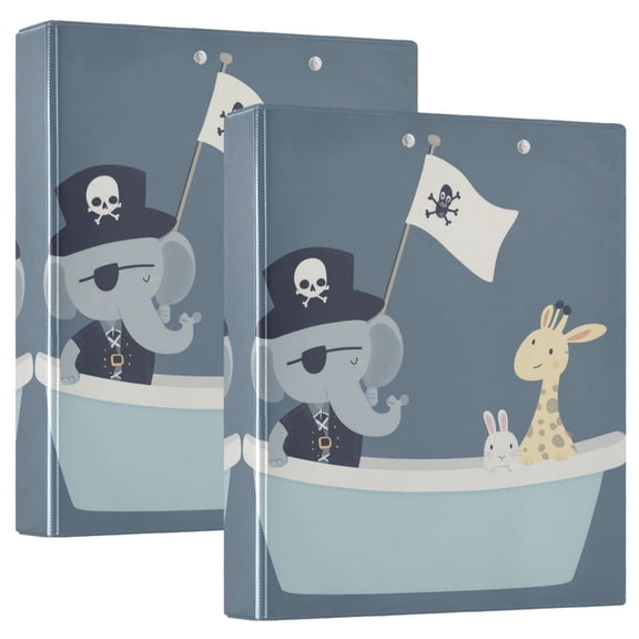 FORMRS 3 Ring Binder 1.5 inch with Pockets Set of 2 Clip Board 200 Sheets Capacity, Cute Animals