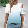 thumbnail image 6 of Womens Cold Shoulder Tops 2024 Summer Trendy Gradient Dressy Casual T-Shirts Crewneck Ladies Going Out Tunic Blouses, 6 of 6