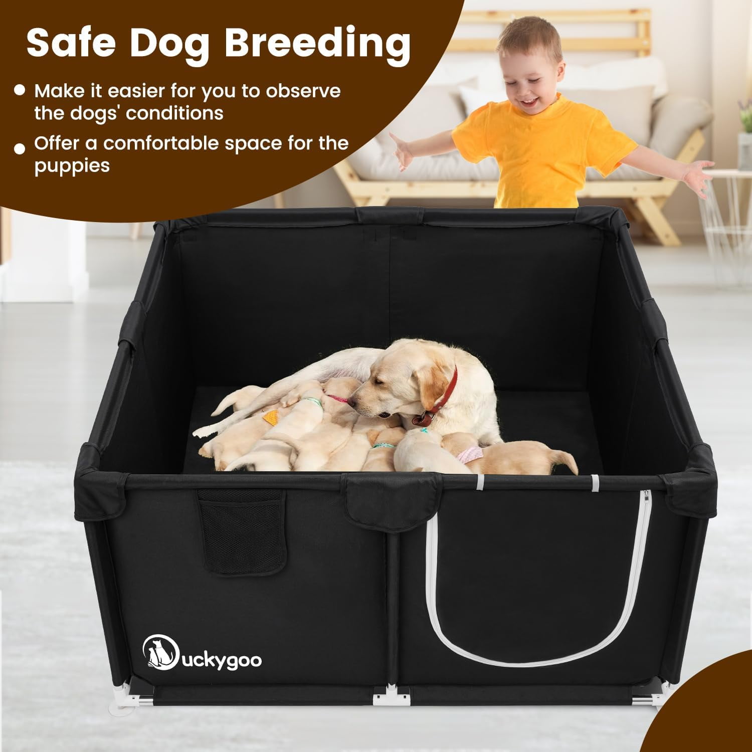 Whelping Box for Dogs - 50"L*50"W*25"H Dog Whelping Play Pen for Puppies,Pet Whelping Box Overall 600D Oxford Fabric with Absorbent Whelping Pad,Dog Birthing Box for Large Medium Small Dogs